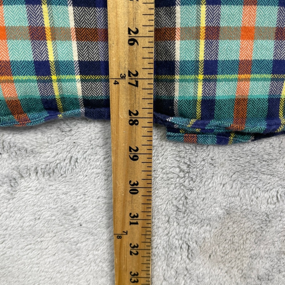 J.Crew Button Down Shirt Mens S Blue Plaid Sporting Goods Flannel Y2K Vintage - Picture 9 of 11